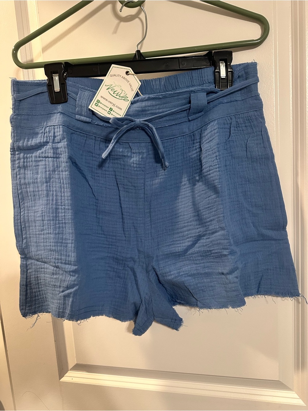 Very J Casual Blue High-Waist Drawstring Shorts
